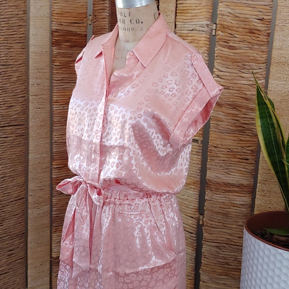 -SOLD- Joie Satin Leopard Shirt Dress - Picture 7 of 10
